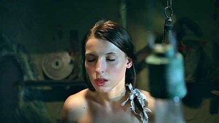 Beautiful brunette shaves her pussy ready for an oily finger