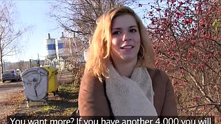 Czech amateur blonde fucks in public bushies
