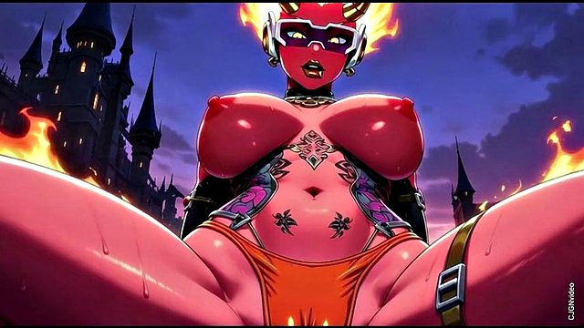 Fire element demon sexy pose (Ai animation)