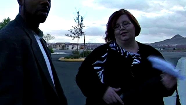 Fat redhead seduces a black man