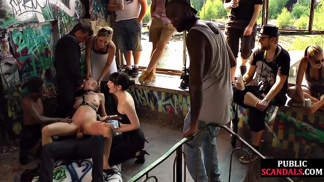 Slut fucked and humiliated in public