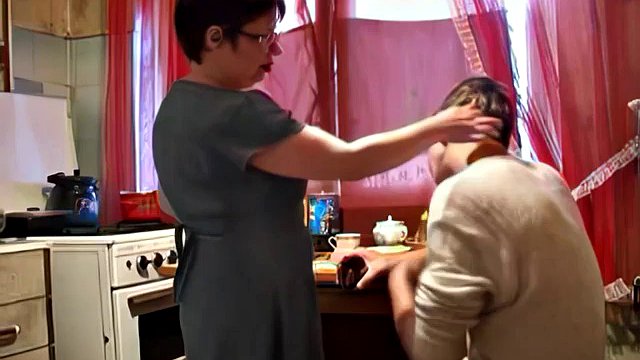 Russian mature stepmom Nyura with her son in the kitchen