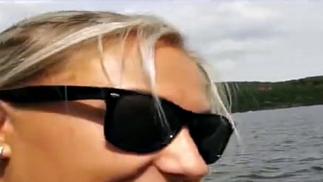 Gorgeous blonde amateur with juicy big boobs sucks in public