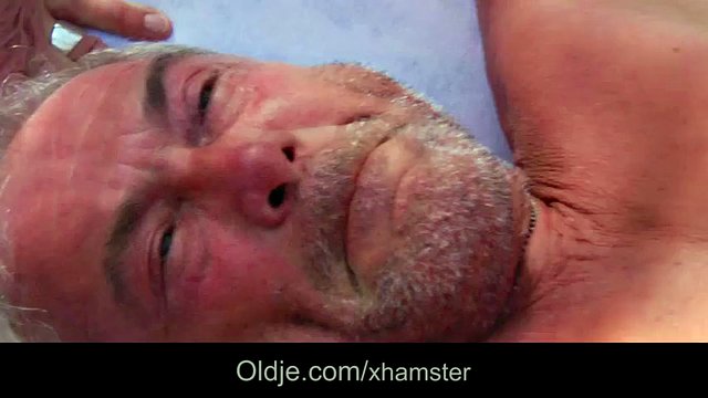 Baby teenager has special training with a grandfather horny