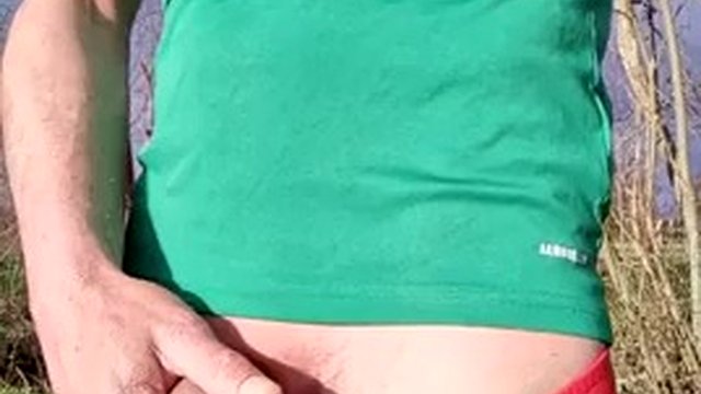 Best video of walking and jogging naked in public. Fit guy jerks off big dick, pissing hardon on the street