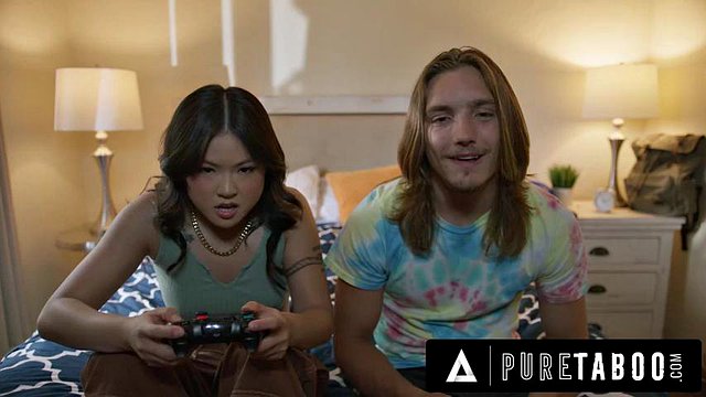PURE TABOO Hot Asian Stepsis Lulu Chu Taunts Pervy Stepbro During Sex With Stepmom s Nudes!: Porn