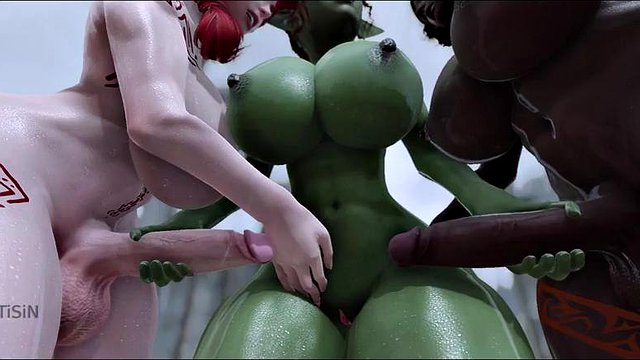 2-futanari-dwarves-fill-goblin-tummy-with-cum