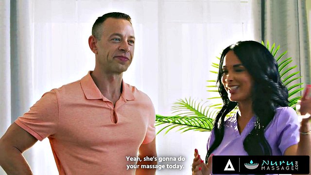 Anissa Kate's Nuru Massage for Nervous Brad Newman Train
