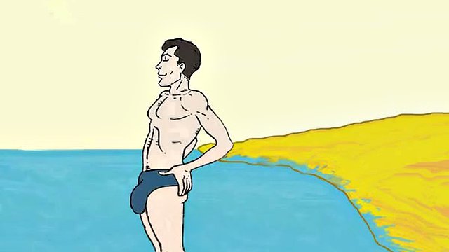 Lusty granny fantasy on the beach! Porn cartoon