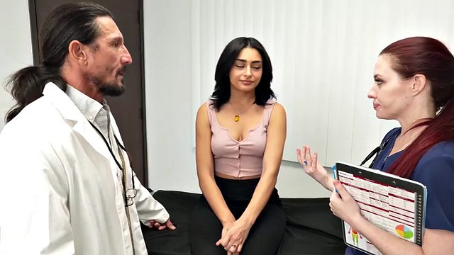 Foster doctor fucks a babe in front of a voyeur nurse