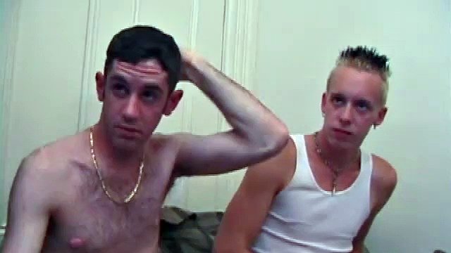 Roar and Tag watch some porn, bang on your jeans. Then the pants come down and so does Roar. He wastes no time wrapping his lips around Tag's long cock. Roar strokes his cock while sucking Tag.