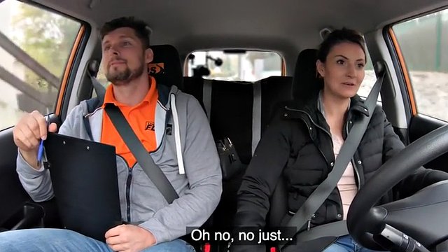Real drive student banged in car after sucking cock