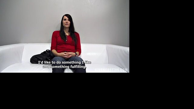 Czech amateur strokes dick on the casting couch