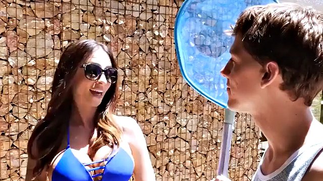 Colombian slut Ariella Ferrera teases her boy by the pool until he cum inside her