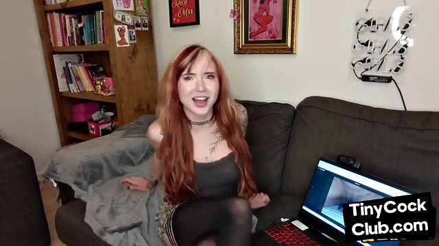 Tattooed SPH solo girl talks dirty in small cock humiliation