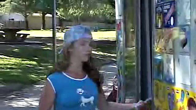 Cute Little April Outdoors Sucking A Popsicle