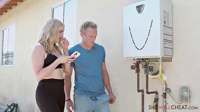 Blonde Housewife Charlie Ford Blows and Fucks Mechanic Clark Kent