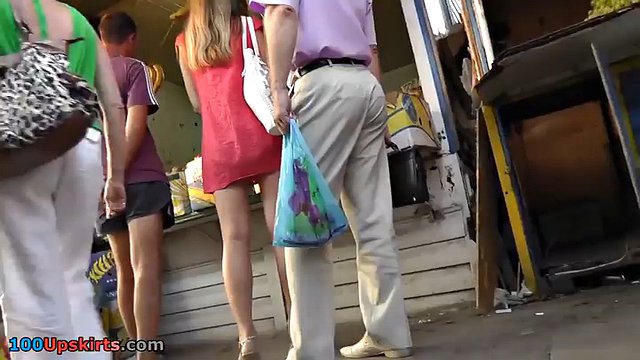 Hotty teases the audience with her upskirt