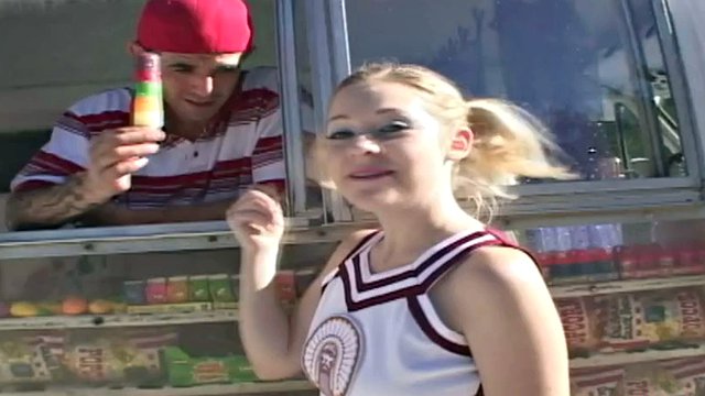 Cheerleader Cindi Loo facial and fucked part 1