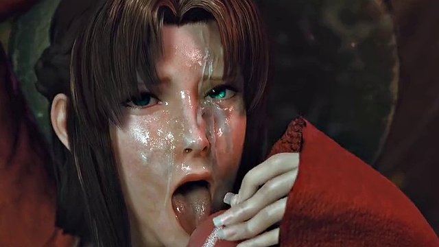 Final Fantasy Aerith experiences the ultimate in oral pleasure