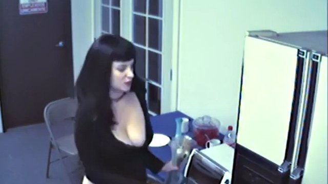 Busty teen masturbates at office
