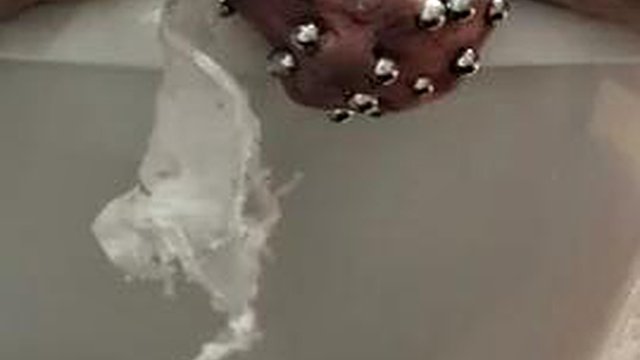 Added more 6 gauge piercings to my scrotum,  slid my finger down my urethral using my precum