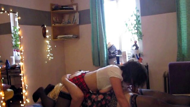 Grannies blowjob and ass licking transvestite