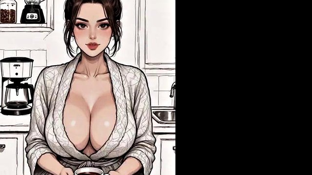 La forma de culo grande y tetas grandes de Hentai StepmomArt descartada en JOI en solitario - Dripping P