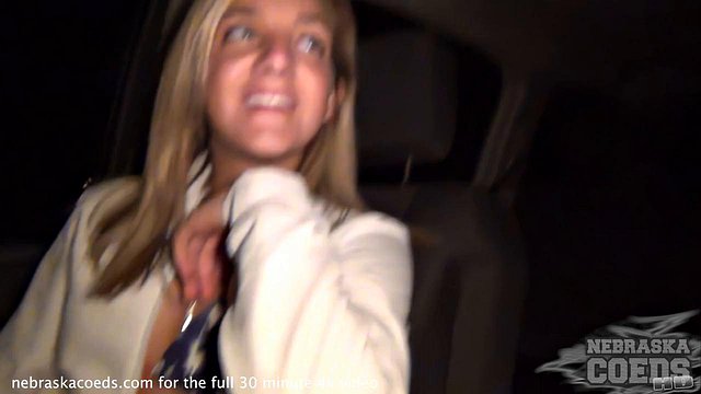 Blonde Small-Tits College Student in Cedar Rapids Iowa Flaunts Her Body Publicly While Driving Around and