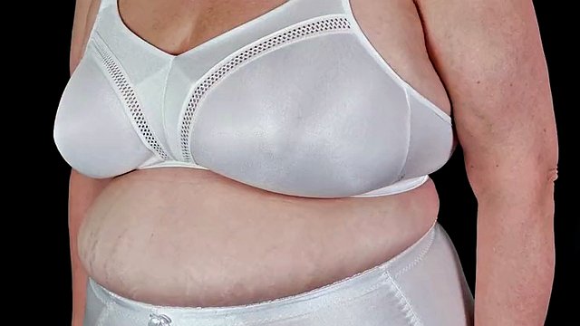 Granny panties and retro bra - My mature milf with hairy cunt and big saggy tits in nice big lingerie
