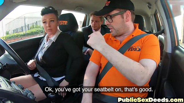 Bigtitted driving learner cockriding
