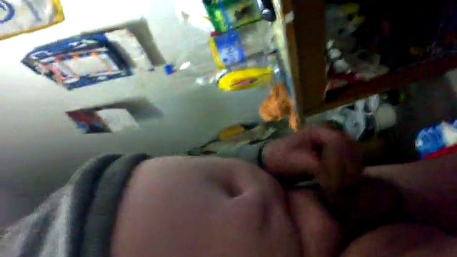 Chubby twink jerks off his little prick