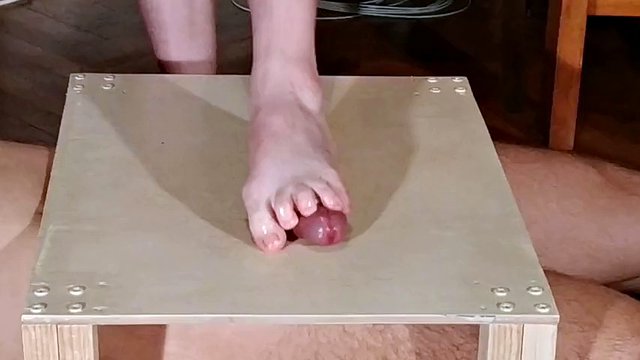 Dominatrix bare feet trampling cocks and footjob with big cumshot pt2