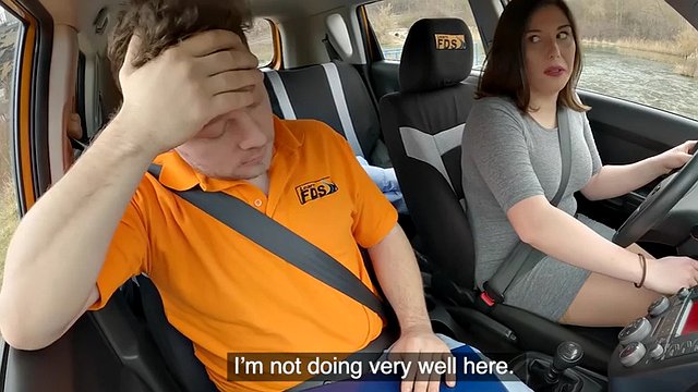 Curvy babe driving fucked by mentor on the street during public sex