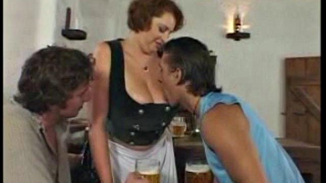 Busty German Barmaid in three-way action!: Big Tits, Blowjob & Milf Porn