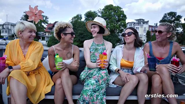 Eve Sweet and Delfine Dahlia Lead Naughty Amateurs in Outdoor Boat Party: Big Tits Bared