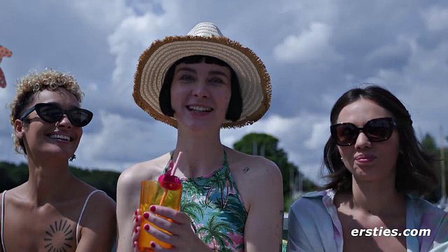Eve Sweet and Delfine Dahlia Lead Naughty Amateurs in Outdoor Boat Party: Big Tits Bared