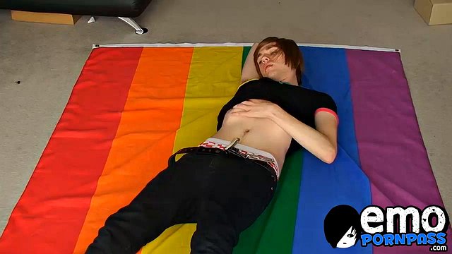 Cute Skinny Emo Twink John Light Milks Massive Cum Blast from Balls