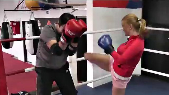Barboca Loses kicks guys' faces with her naked sexy feet in karate