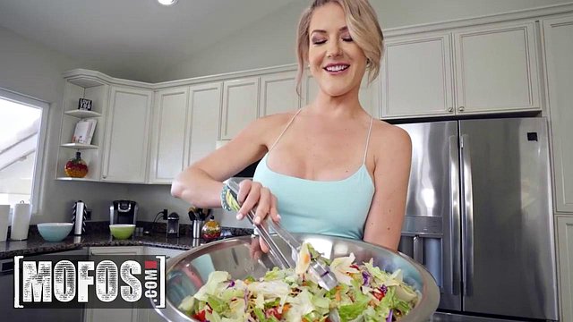 MOFOS - Smoking Hot MILF Kit Mercer Slobbers On Zac Wild’s Cock Before Getting Fucked Hard On The Counter: Porn