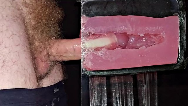 The guy fucks the masturbator hard and watches the sperm shoot inside