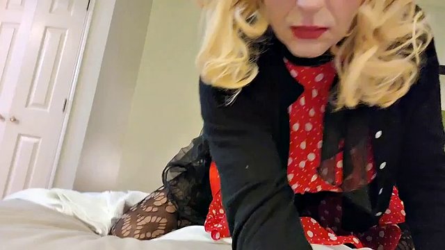 Sissy crossdresser Annette interracial motel sucks and fucks