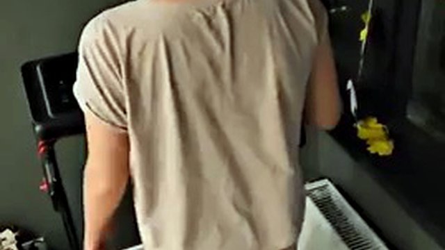Huge dimpled ass walking on treadmill in defense panties