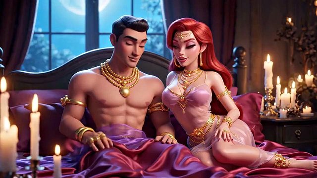 Carter Miles Stars in Bedroom Cartoon Compilation: Gold Ornaments Adorn Sensual Animated Passion and Lovers'