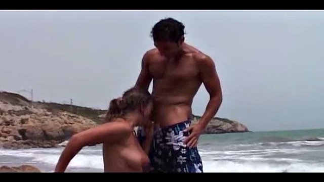 Tempting French doll facialized after hard fucking on the beach