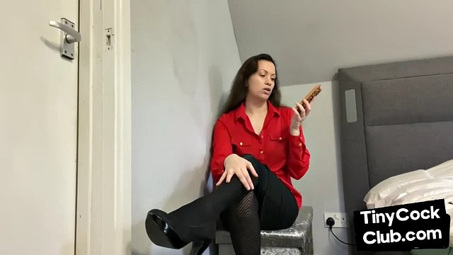 SPH femdom amateur laughs on small dicks at her home