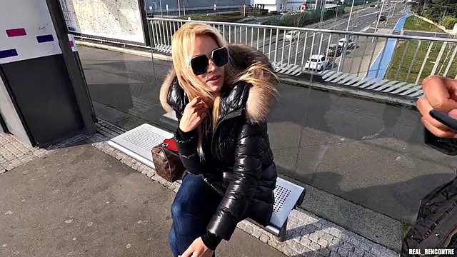 Cherry Kiss unexpectedly meets two strangers who fuck her on the bus and DP in the hotel!