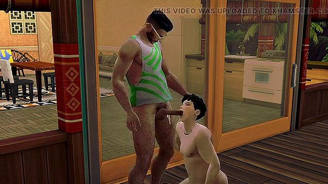 White twink face fucked on a nude beach - WickedWhims