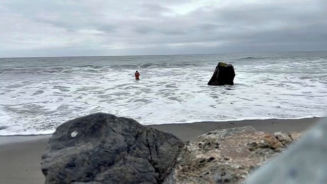 Nude secluded beach swimming in the ocean naked and me