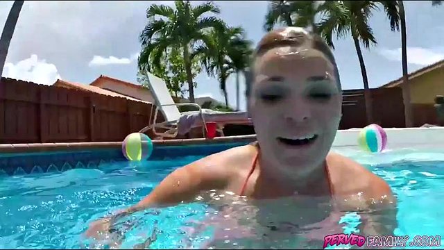 Fucking stepmom by the pool was amazing!